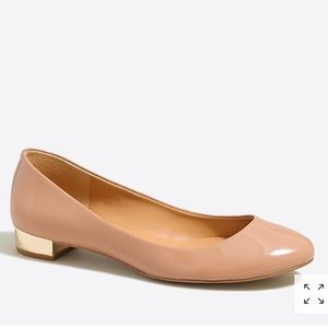 J Crew Lily metallic-heel patent ballet flats